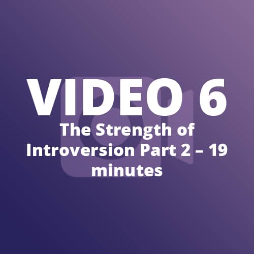 Video 6 – The Strength of Introversion Part 2 – 19 minutes